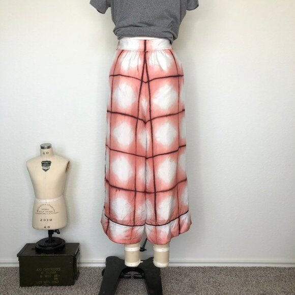 Runway Thakoon Silk Culottes in Pink Grid Plaid Wide Leg - Picture 6 of 9
